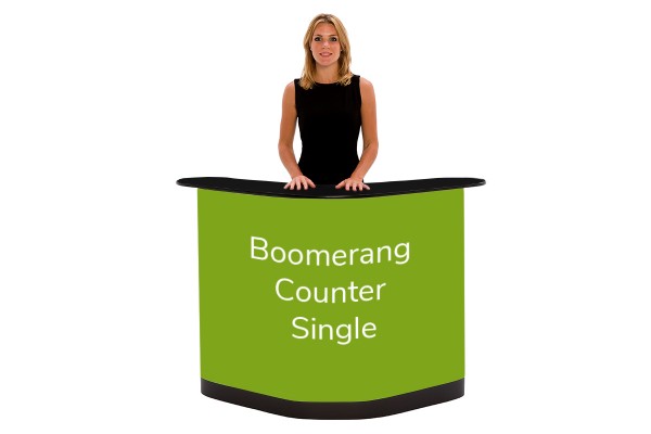 Visuel pour Comptoir Boomerang simple | Comptoir pour salon | Comptoir promotionnel