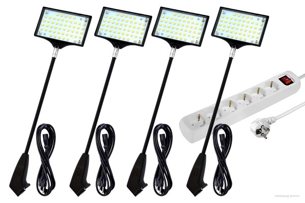 4 lampes LED 12W 100-220V avec multiprise pour stand promotionnel ou mur d'images