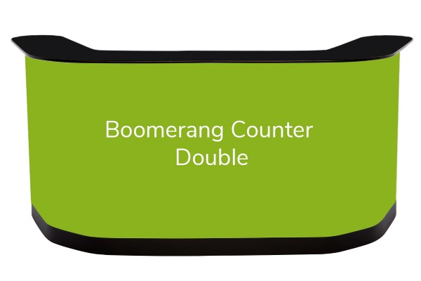 Visuel pour Comptoir Boomerang double | Comptoir pour salon | Comptoir promotionnel